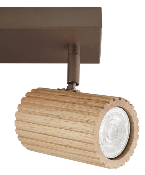 Brilliant Plafonieră Lakewood, din lemn, lungime 31 cm, cu 2 becuri, reglabil, Lemn, Camera de zi / sufragerie, Lemn, Modern