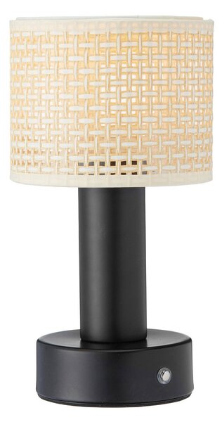 PR Home Tiara lampă de masă reîncărcabilă, CCT, rattan/negru, Negru, Camera de zi / sufragerie, Metal, Modern