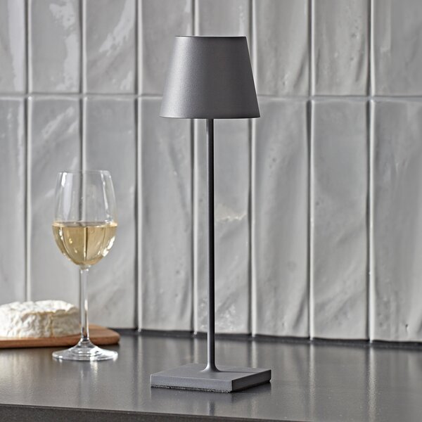 Sigor Nuindie LED lampă de masă reîncărcabilă, USB-C, grafit, IP54, dimabil, reglabil, Gri, Camera de zi / sufragerie, Metal, Modern