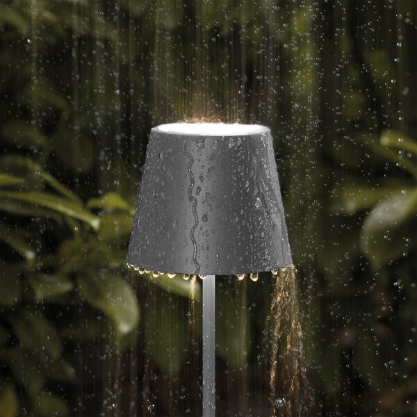 Sigor Lampadar LED reîncărcabilă Nuindie IP54 120 cm rotund USB-C grafit, reglabil, Gri, Camera de zi / sufragerie, Metal, Modern