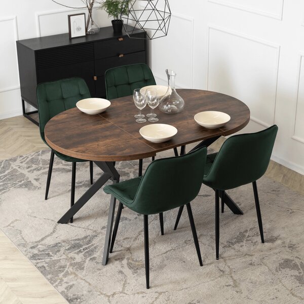Masă sufragerie extensibilă Localizado (stejar rustic + negru) (pentru 4-6 persoane). 1119029