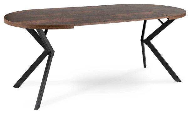 Masă sufragerie extensibilă Localizado (stejar rustic + negru) (pentru 4-6 persoane). 1119029