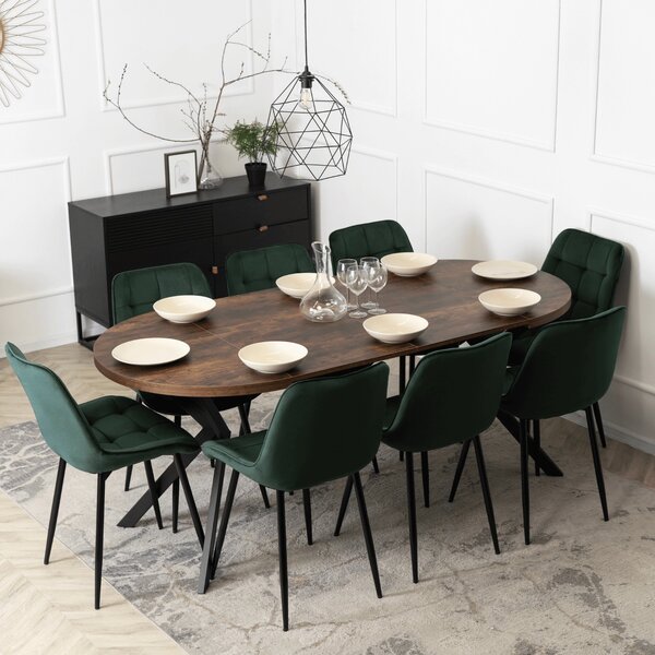 Masă sufragerie extensibilă Localizado (stejar rustic + negru) (pentru 4-6 persoane). 1119029