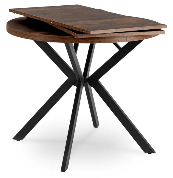 Masă sufragerie extensibilă Localizado (stejar rustic + negru) (pentru 4-6 persoane). 1119029