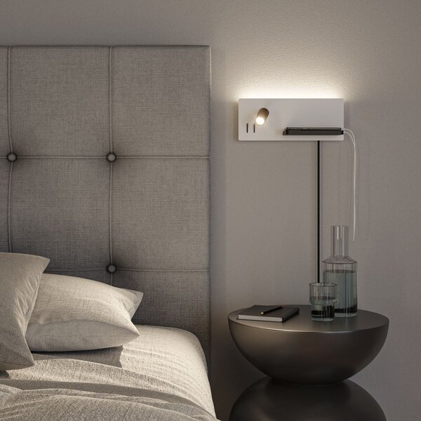 Paulmann Aplică de perete LED Serra, negru, 2.700K, dreapta, reglabil, Alb, dormitor, Alamă, Modern, Lumină de lectură