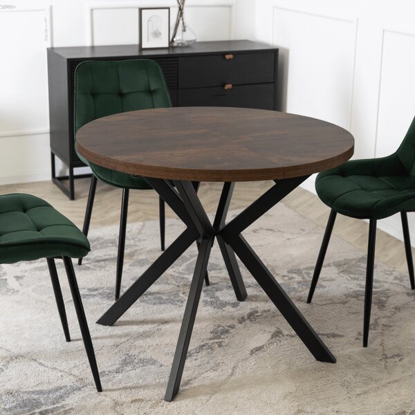 Masă sufragerie extensibilă Localizado (stejar rustic + negru) (pentru 4-6 persoane). 1119029