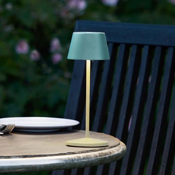 LOOM DESIGN Lampă de masă cu LED și baterie Modi Micro, IP65, verde, reglabil, Verde, Aluminiu, Modern