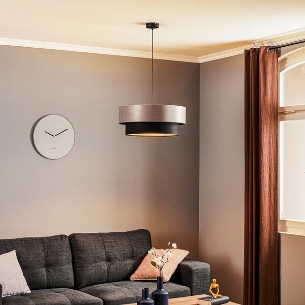 Maco Design Lampă suspendată Dorina, argintiu/negru Ø 50cm, reglabil, Gri, Camera de zi / sufragerie, Plastic, Modern