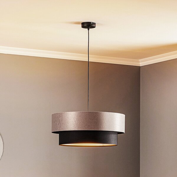 Maco Design Lampă suspendată Dorina, argintiu/negru Ø 50cm, reglabil, Gri, Camera de zi / sufragerie, Plastic, Modern