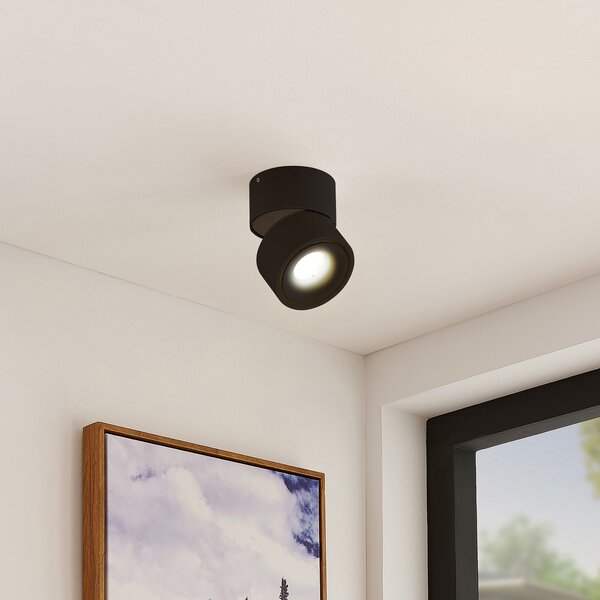 Arcchio Spot LED de tavan Rotari, 620lm, 1 bec, negru, reglabil, Negru, Camera de zi / sufragerie, Aluminiu, Modern