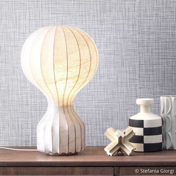 FLOS Lampă de masă design Gatto Piccolo, alb, înălțime 30 cm, reglabil, Alb, Camera de zi / sufragerie, Țesătură / Textil, Design