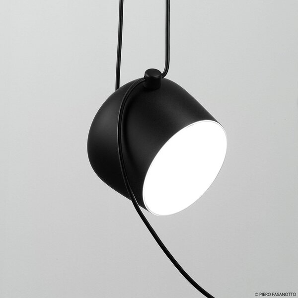 FLOS Aim Small lampă suspendată LED, negru, reglabil, Negru, Camera de zi / sufragerie, Metal, Design