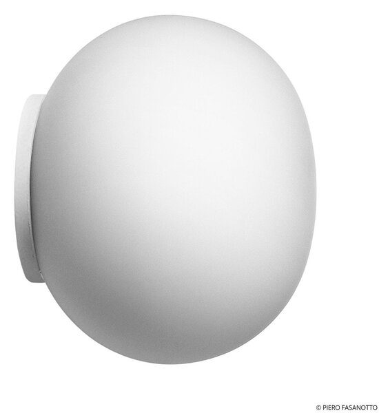 FLOS Mini Glo-Ball Lustră/aplică de perete, alb/opal, reglabil, Alb, Camera de zi / sufragerie, Sticlă, Design