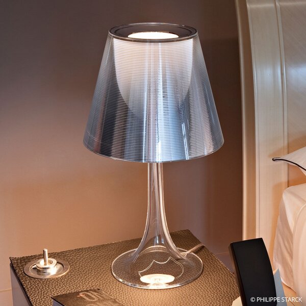 FLOS Miss K - Lampă de masă Philippe Starck, argintie, reglabil, Metalic, Camera de zi / sufragerie, Plastic, Design