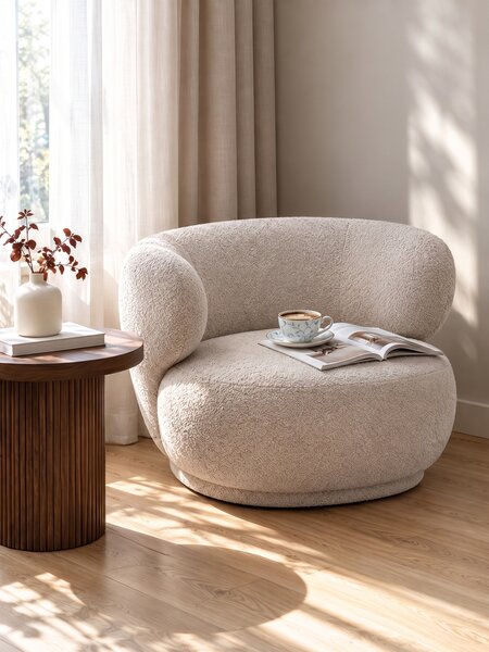 Fotoliu de relaxare Skindi - bouclé bej Catch Me 02