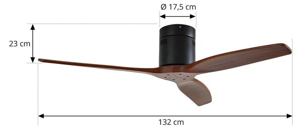 Lucande Ventilator de tavan Vindur, negru, lemn, DC, silențios, Lemn, Camera de zi / sufragerie, Metal, Modern