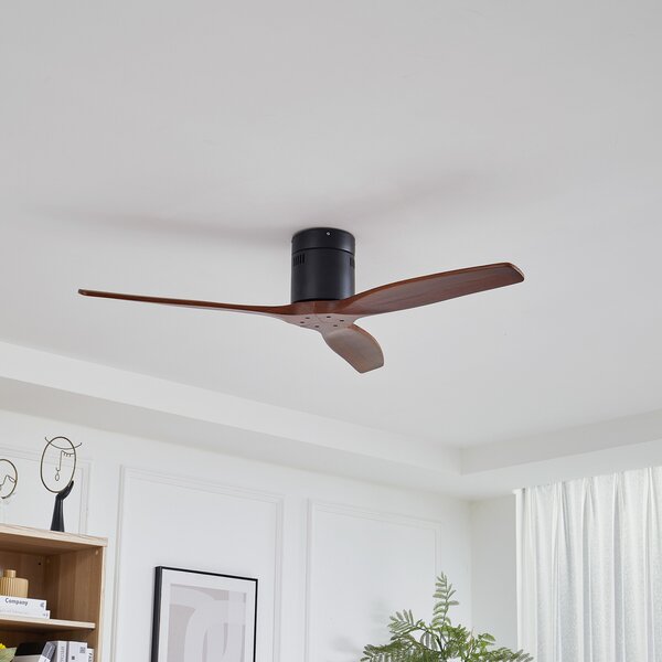 Lucande Ventilator de tavan Vindur, negru, lemn, DC, silențios, Lemn, Camera de zi / sufragerie, Metal, Modern