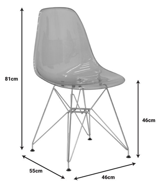 Scaun Adelle plastic PP pet gri-inox 46x55x81 cm