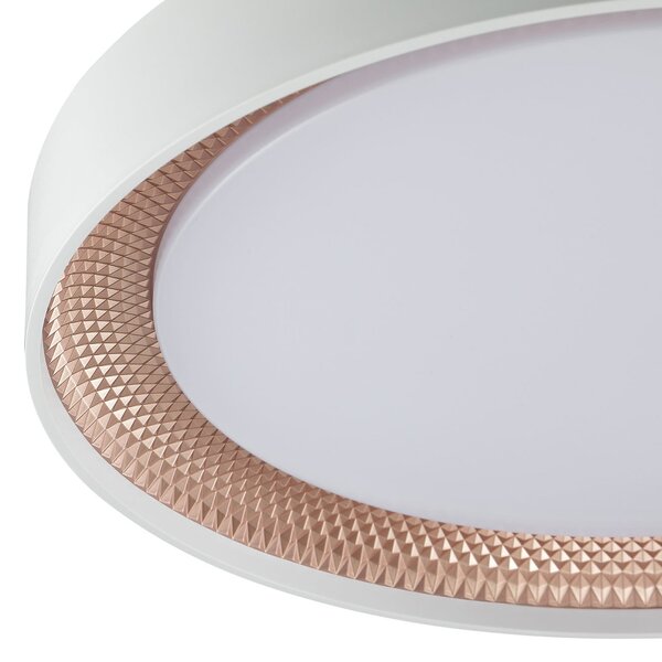 Brilliant Plafonieră LED Waldo, alb/auriu roz, Ø 38,5 cm, CCT, dimabil., reglabil, Alb, Camera de zi / sufragerie, Metal, Modern