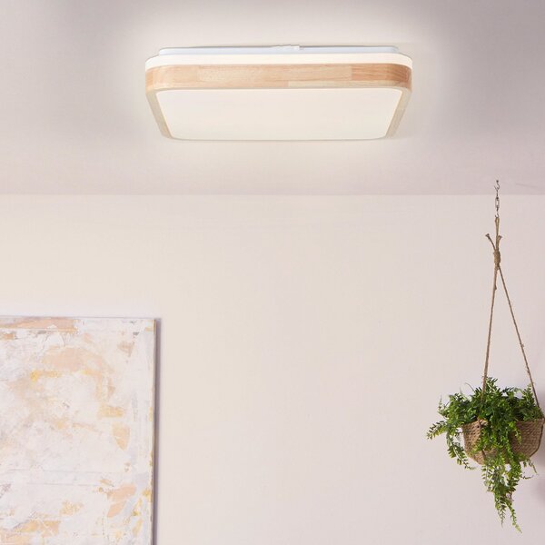 Brilliant Plafonieră LED Tumeo, lungime 40 cm, lemn deschis, metal/lemn, Lemn, Camera de zi / sufragerie, Lemn, Modern