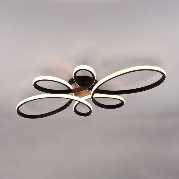 Trio Lighting Plafonieră cu LED Fly, negru mat, 3.000 K, 83 cm x 45 cm, reglabil, Negru, Camera de zi / sufragerie, Metal, Modern