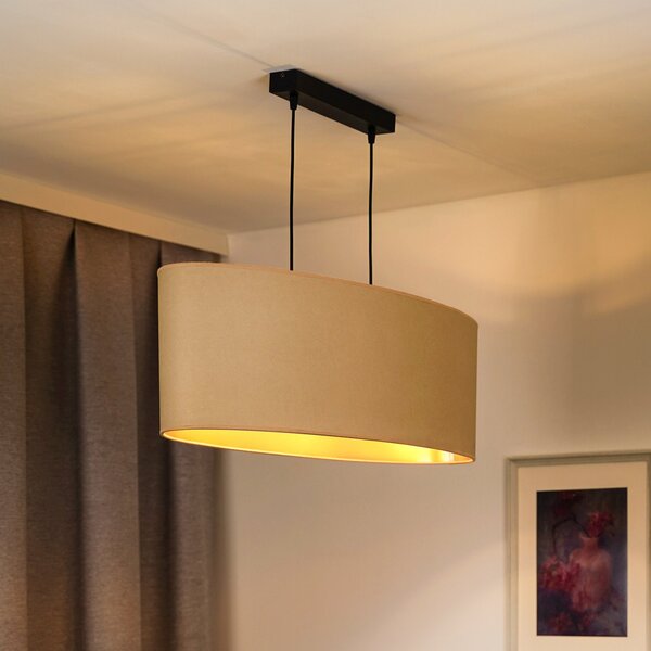 Envostar lampă suspendată Idun bej deschis 80 cm material natural vegan, reglabil, Bej, Camera de zi / sufragerie, Altele, Modern