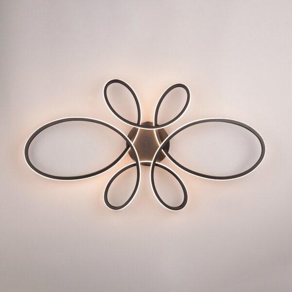 Trio Lighting Plafonieră cu LED Fly, negru mat, 3.000 K, 83 cm x 45 cm, reglabil, Negru, Camera de zi / sufragerie, Metal, Modern