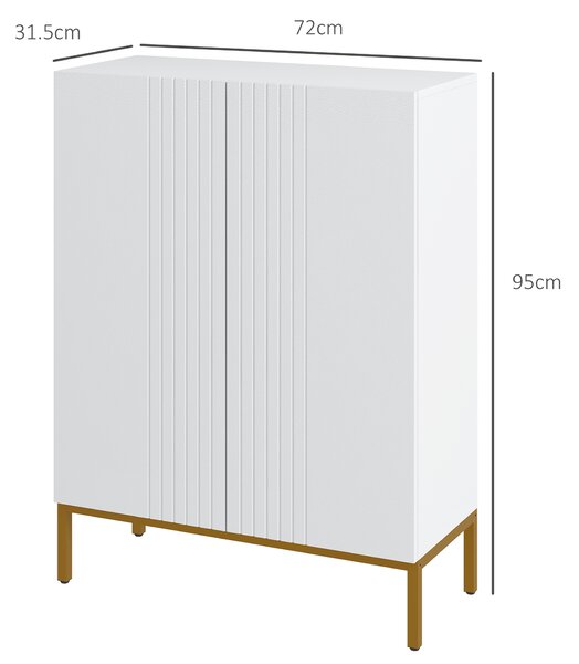 HOMCOM Dulap Îngust pentru Pantofi, Dulap Subțire pentru Depozitarea Pantofilor cu Rafturi Reglabile, 95x72x31.5 cm, Alb | Aosom Romania