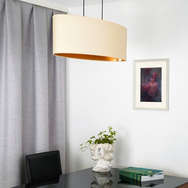 Envostar lampă suspendată Idun bej deschis 80 cm material natural vegan, reglabil, Bej, Camera de zi / sufragerie, Altele, Modern