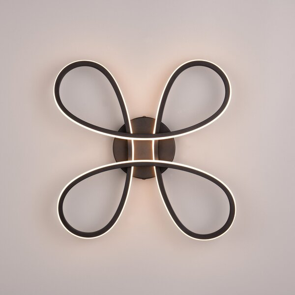 Trio Lighting Plafonieră cu LED Fly, negru mat, 3.000 K, 40 cm x cm, reglabil, Negru, Camera de zi / sufragerie, Metal, Modern