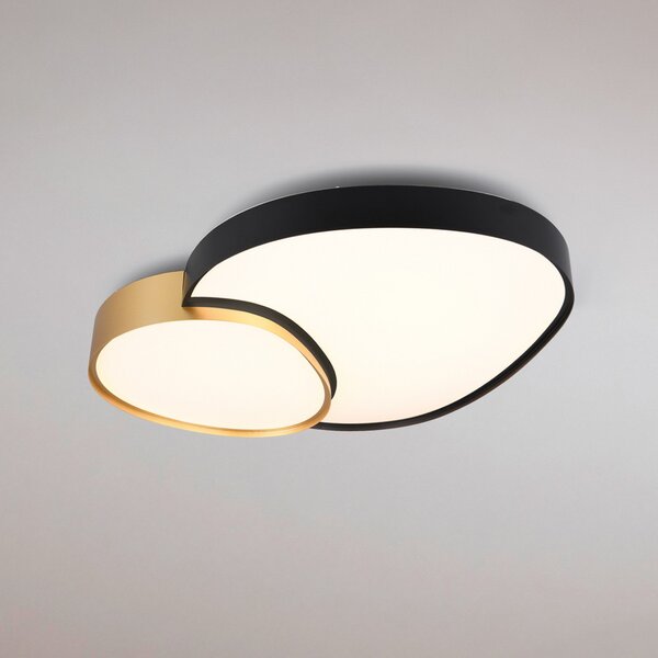 Trio Lighting Plafonieră cu LED Rise, negru-auriu, 77 x 63 cm, CCT, reglabilă, reglabil, Negru, Camera de zi / sufragerie, Metal, Modern