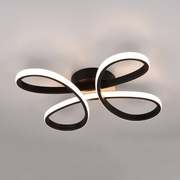 Trio Lighting Plafonieră cu LED Fly, negru mat, 3.000 K, 40 cm x cm, reglabil, Negru, Camera de zi / sufragerie, Metal, Modern