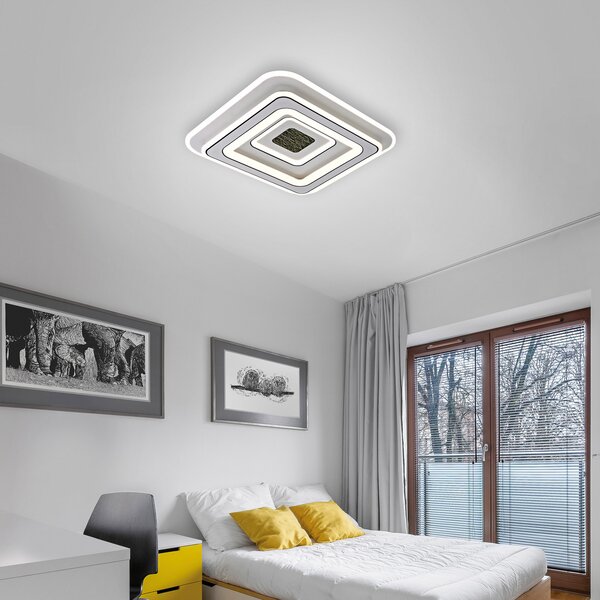 JUST LIGHT. GmbH DOAR LUMINĂ. Plafonieră cu LED Tolago, 49x49 cm, CCT, reglabilă, reglabil, Alb, Camera de zi / sufragerie, Plastic, Modern