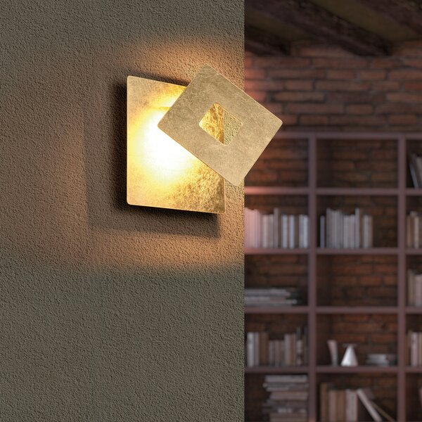 Trio Lighting Aplică cu LED Leano, lentilă pătrată, aurie, indirectă, Auriu / Alamă, Hol, Metal