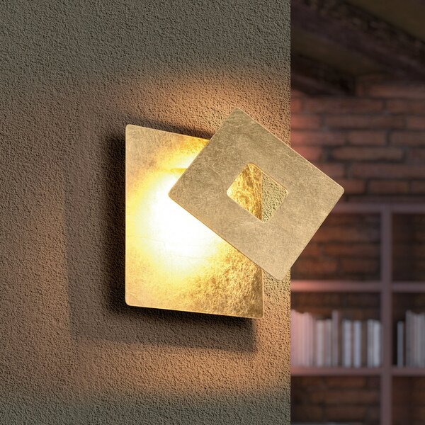 Trio Lighting Aplică cu LED Leano, lentilă pătrată, aurie, indirectă, Auriu / Alamă, Hol, Metal
