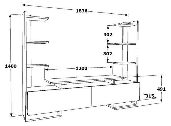 Mobilier living Avianne (alb + stejar). 1101399