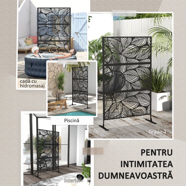 Outsunny Paravan pentru exterior cu suport si suruburi de expansiune, Separator din metal 6,5FT pentru exterior