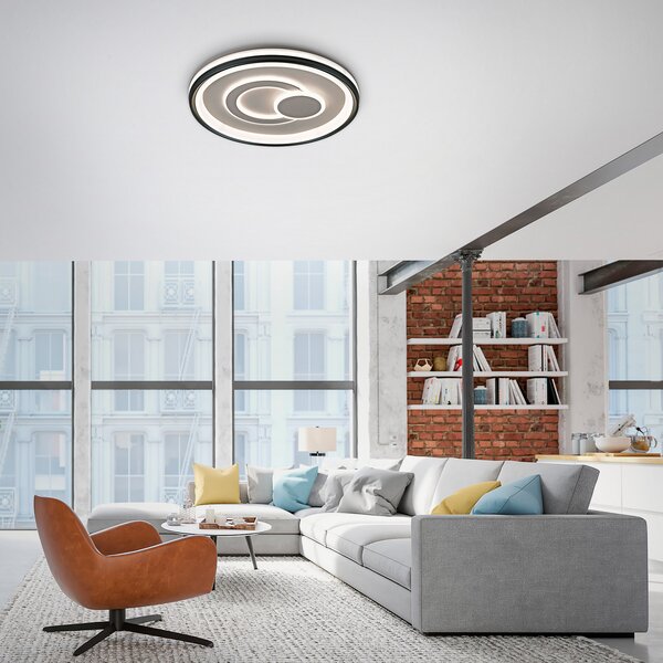 JUST LIGHT. GmbH DOAR LUMINĂ. Plafonieră cu LED Minelli, Ø 50 cm, reglabilă, reglabil, Alb, Camera de zi / sufragerie, Plastic, Modern