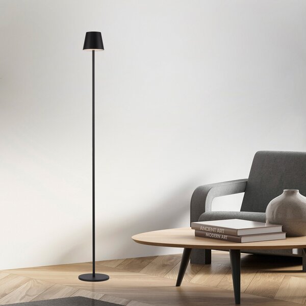 JUST LIGHT. GmbH Euria LED lampă de podea reîncărcabilă, negru, fier, IP54, reglabil, Negru, Camera de zi / sufragerie, Plastic, Modern