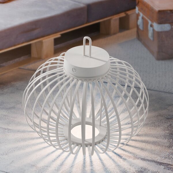 JUST LIGHT. GmbH Lampă de masă Akuba LED reîncărcabilă, alb, 33 cm, bambus, reglabil, Alb, Camera de zi / sufragerie, Bamboo, Modern