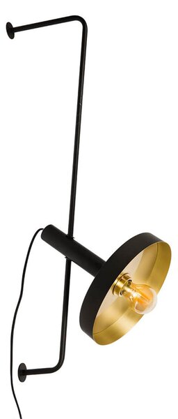 FARO BARCELONA Aplică de perete Whizz pe negru-auriu, Negru, Camera de zi / sufragerie, Metal, Modern