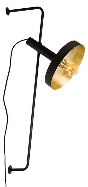 FARO BARCELONA Aplică de perete Whizz pe negru-auriu, Negru, Camera de zi / sufragerie, Metal, Modern