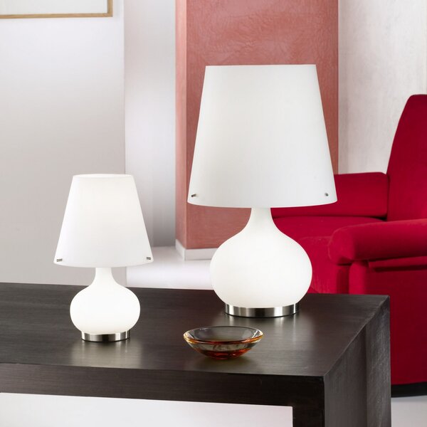 Fabas Luce Lampă de masă Ade, înălțime 33 cm, alb, sticlă, Alb, dormitor, Sticlă