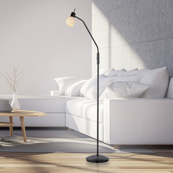 JUST LIGHT. GmbH Lampadar Loki, negru, fier, sticlă, Negru, Camera de zi / sufragerie, Metal
