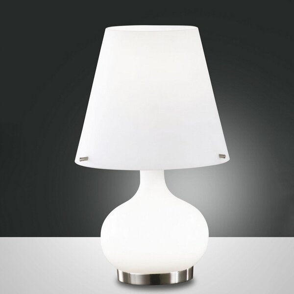 Fabas Luce Lampă de masă Ade, înălțime 33 cm, alb, sticlă, Alb, dormitor, Sticlă