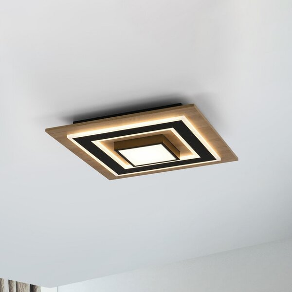 JUST LIGHT. GmbH Plafonieră LED Tola, unghiulară, 2 lumini, lemn, 3000 K, Lemn, Camera de zi / sufragerie, Lemn, Modern