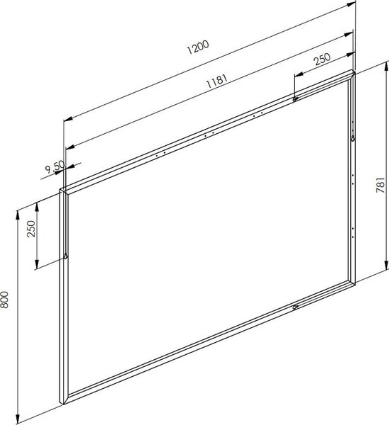 Elita oglindă 120x80 cm dreptunghiular negru RE061200020560