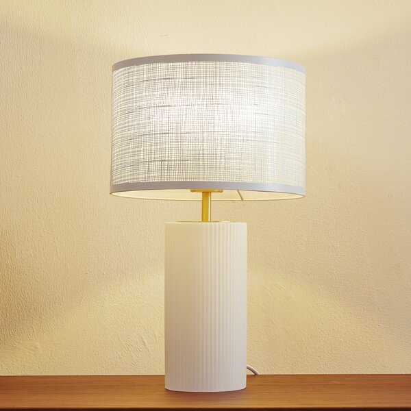 Lindby Lampă de masă Sorscha, alb, fier, Ø 26 cm, Alb, Camera de zi / sufragerie, Metal, Modern