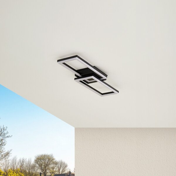 Lindby LED lampă de exterior Finian, 64cm x 21cm, CCT dimabil, reglabil, Negru, Plastic, Modern