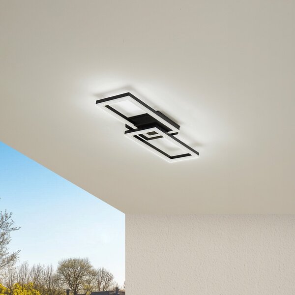Lindby LED lampă de exterior Finian, 64cm x 21cm, CCT dimabil, reglabil, Negru, Plastic, Modern